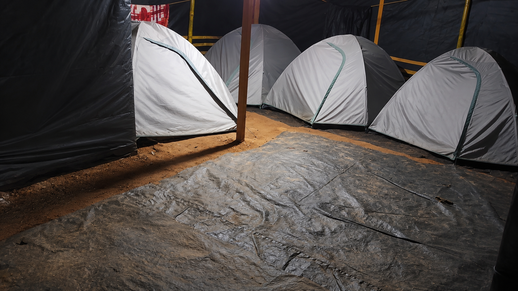 Camping setup under trees